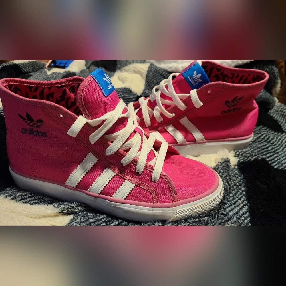 Pink Adidas Nizza Sneakers-Youth 5